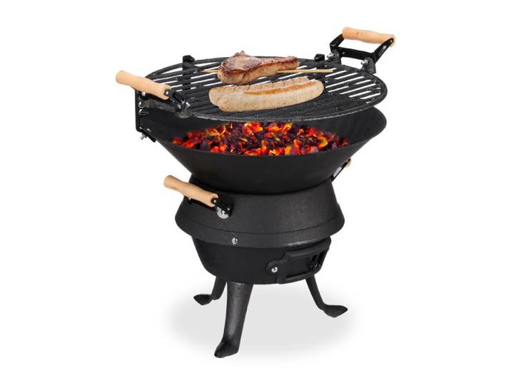 Relaxdays Baril de barbecue en fonte de fer