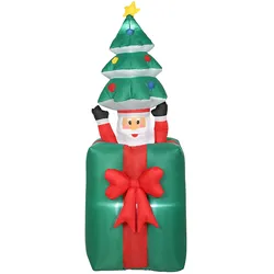 AUFBLASBARER Beweglicher Weihnachtsmann aus Geschenkbox mit Weihnachtsbaum