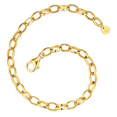 Charm-Armband GLANZSTÜCKE MÜNCHEN "GSM2168" Gr. 19, gold (gelbgold), Armbänder, Damen, 19, Silber 925 (Sterlingsilber), Charm-Armband, aus Sterling Silber