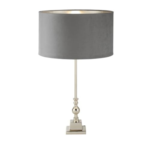 Searchlight Whitby Tafellamp chroom met grijze kap - EU81214GY