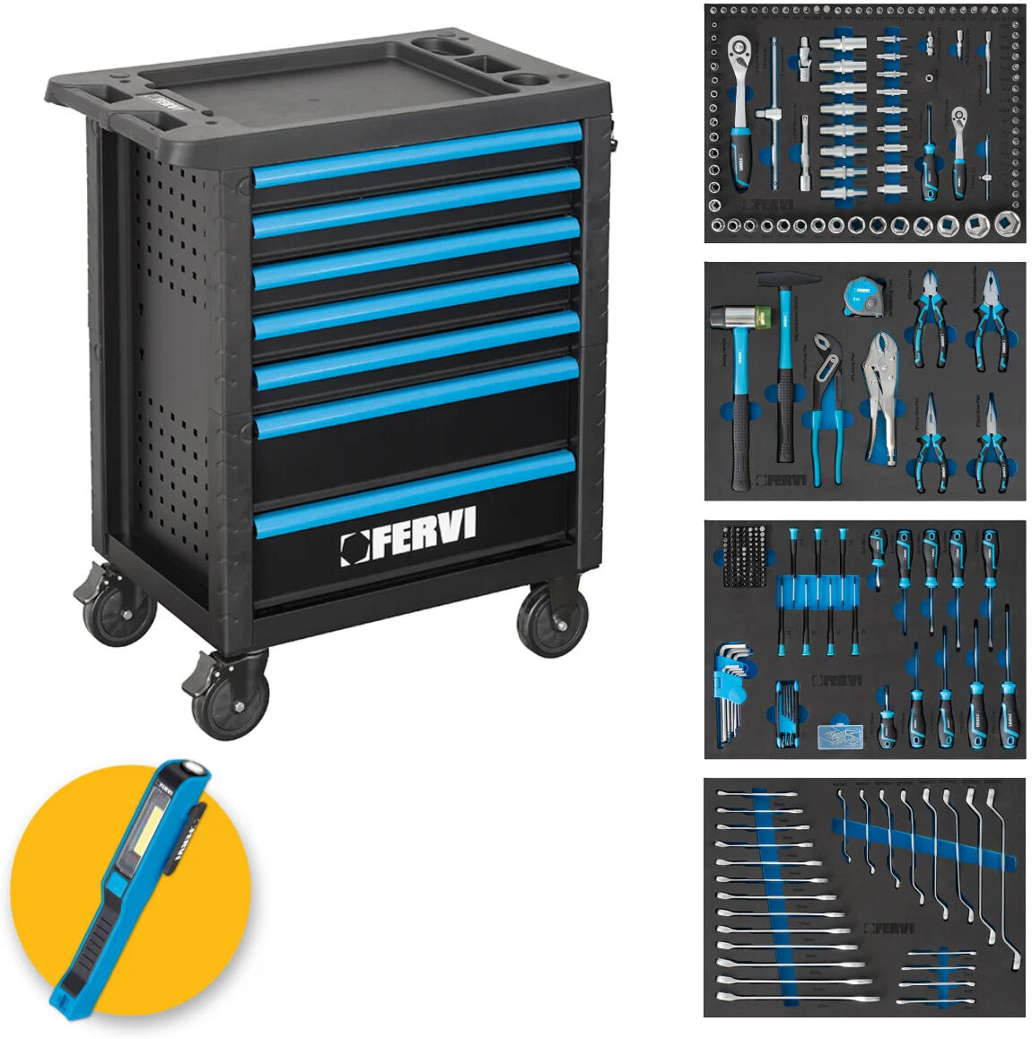 Fervi C600C4 Carrello 7 cassetti completo di 298 utensili
