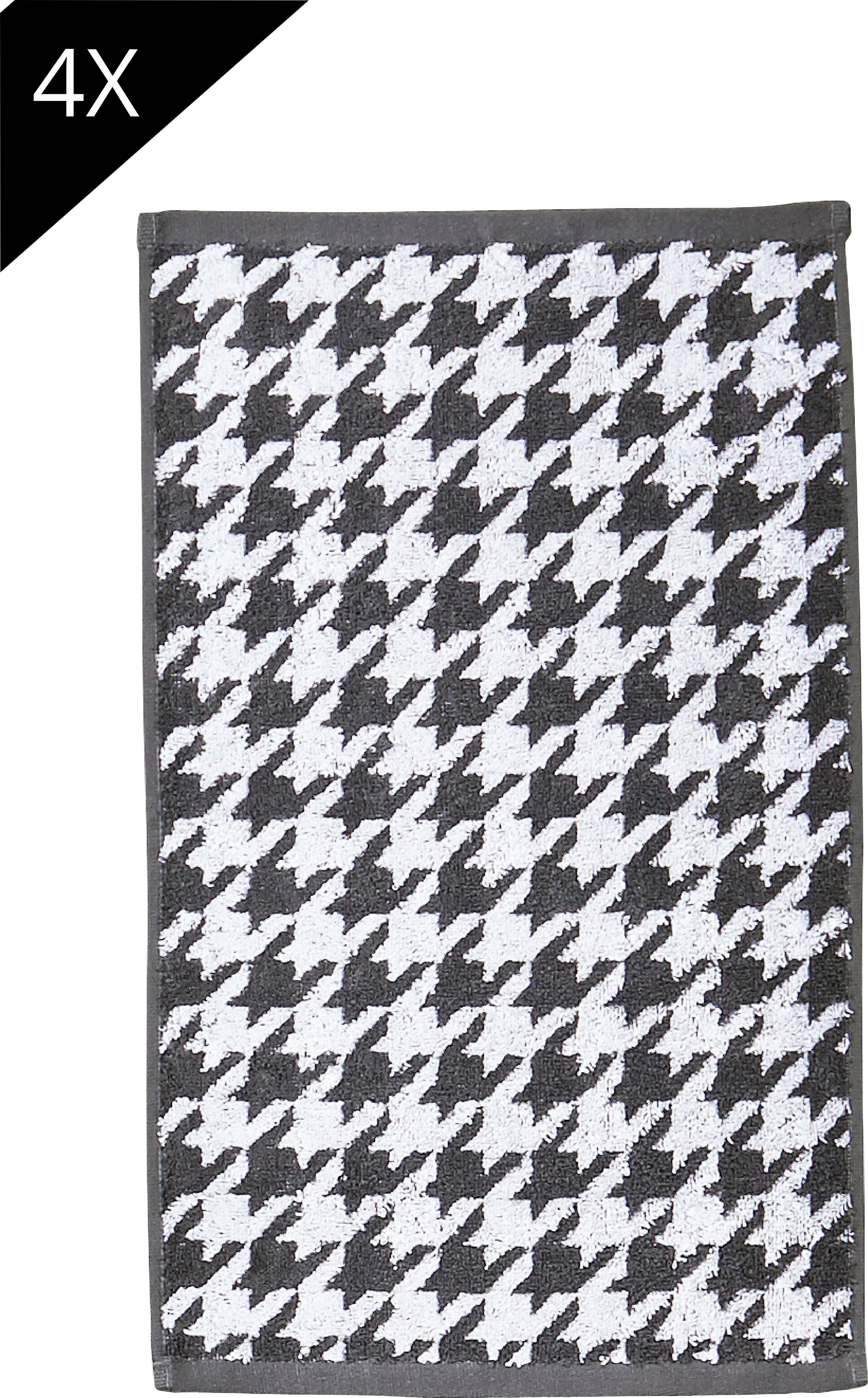 Handtuch Set DONE. "Daily Shapes Bird", grau (anthrazit, weiß), 4 Stk., Jacquard-Walkfrottier, Jacquard-Walkfrottier, Jaquard-Walkfrottier, Handtücher, Handtuch Set, Gästehandtücher, Jacquardgewebe, modernes Muster anthrazit, weiß 4 Stk., Jacquard-Walkfro