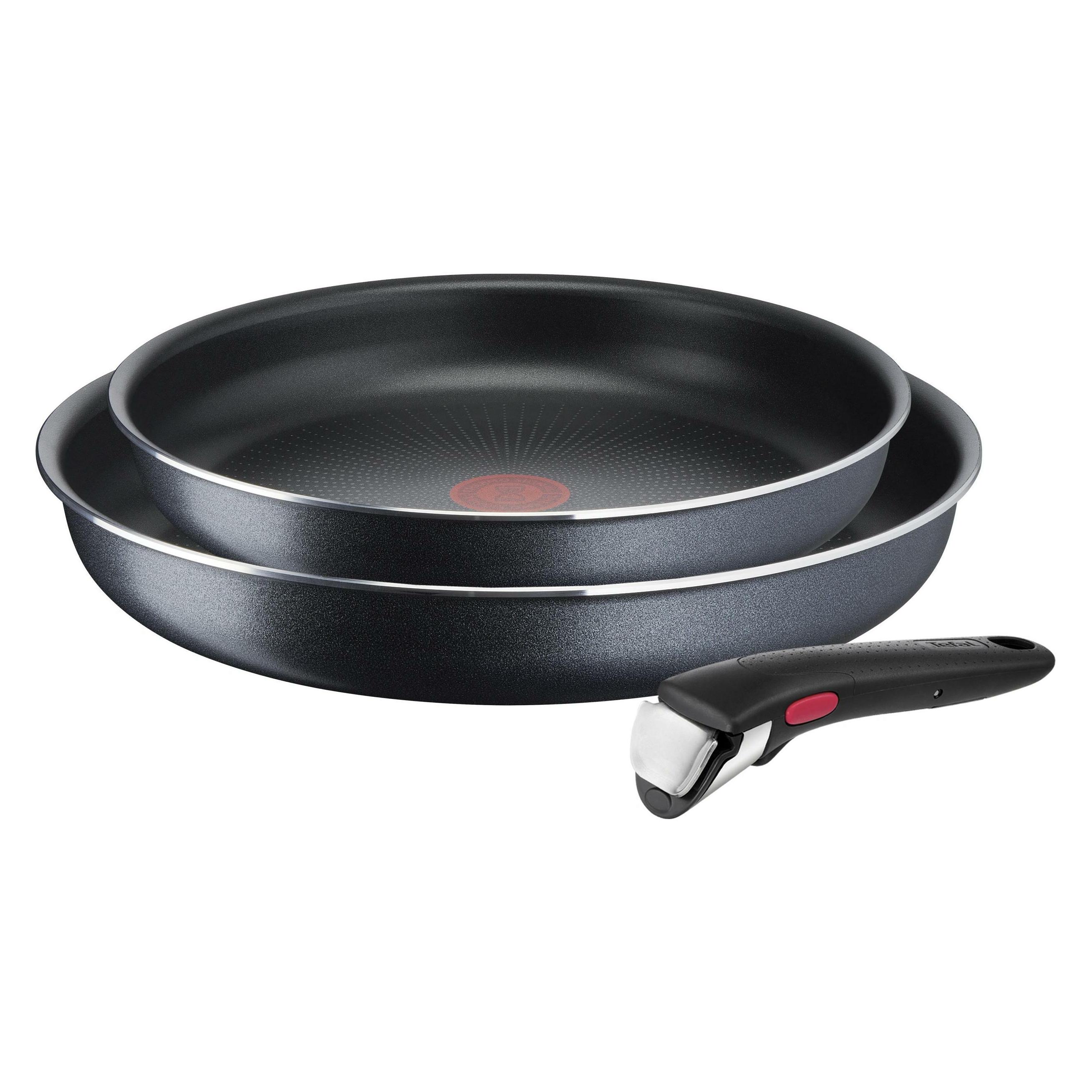 Tefal Ingenio XL Force stapelbares Bratpfannen-Set 3-teilig (24/28cm), abnehmbarer Griff, platzsparend (L1589132)