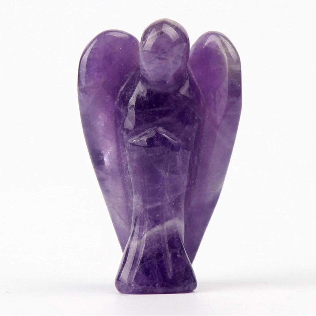 Handgesneden Amethist Kristallen Engel Decoratie Beeldje - Paars - Hoogte: 5 cm