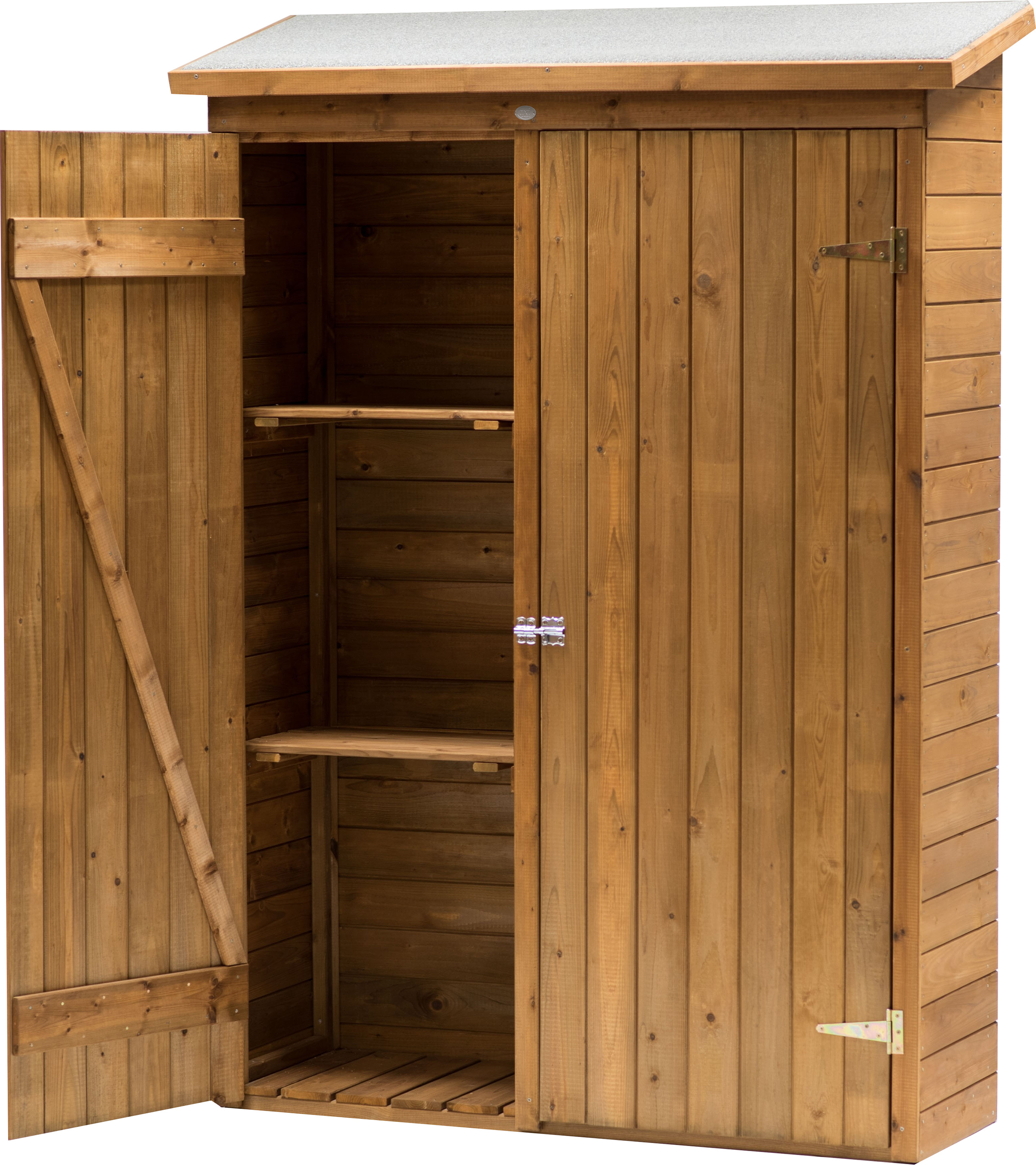 AXI Olivier Gartenschrank aus Holz in Braun | Geräteschrank / Geräteschuppen für den Garten mit 2 festen Ablagen | 131 x 180 cm