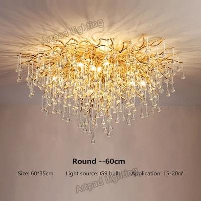 Uplifted Finds Nordic Luxury Gold K9 Crystal Chandelier   Modern LED Chandelier Fixture round 60cm silver Body warm White