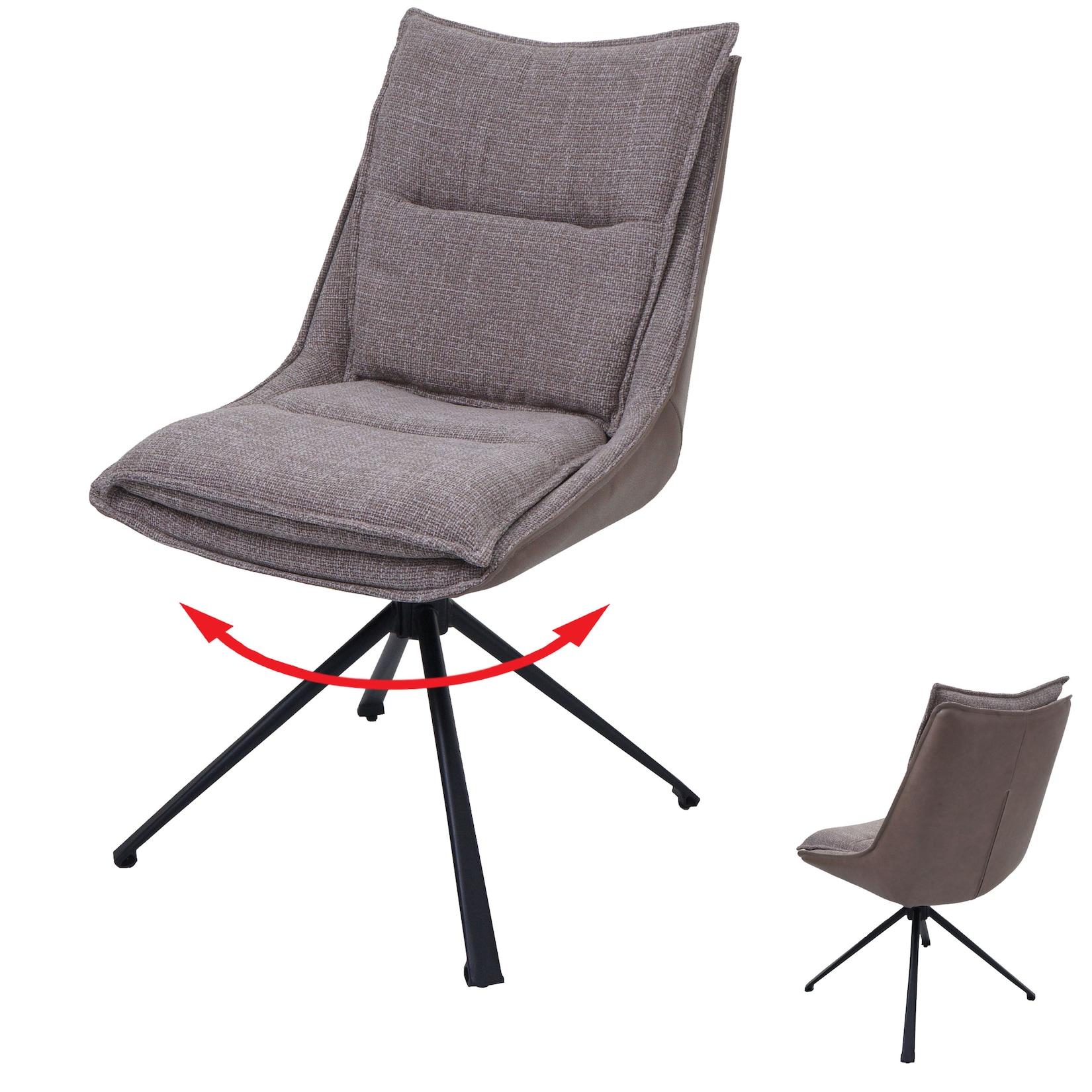 Esszimmerstuhl MCW-N71, Küchenstuhl, drehbar Auto-Return, Stoff/Textil (420g/m²) Kunstleder ~ beige