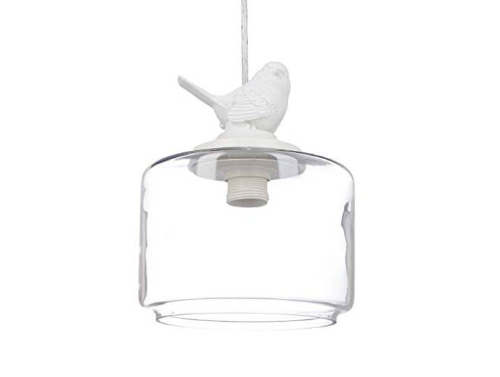 Relaxdays Lampe de plafond luminaire lampe à suspension abat-jour verre oiseau design retro déco vintage\, transparent