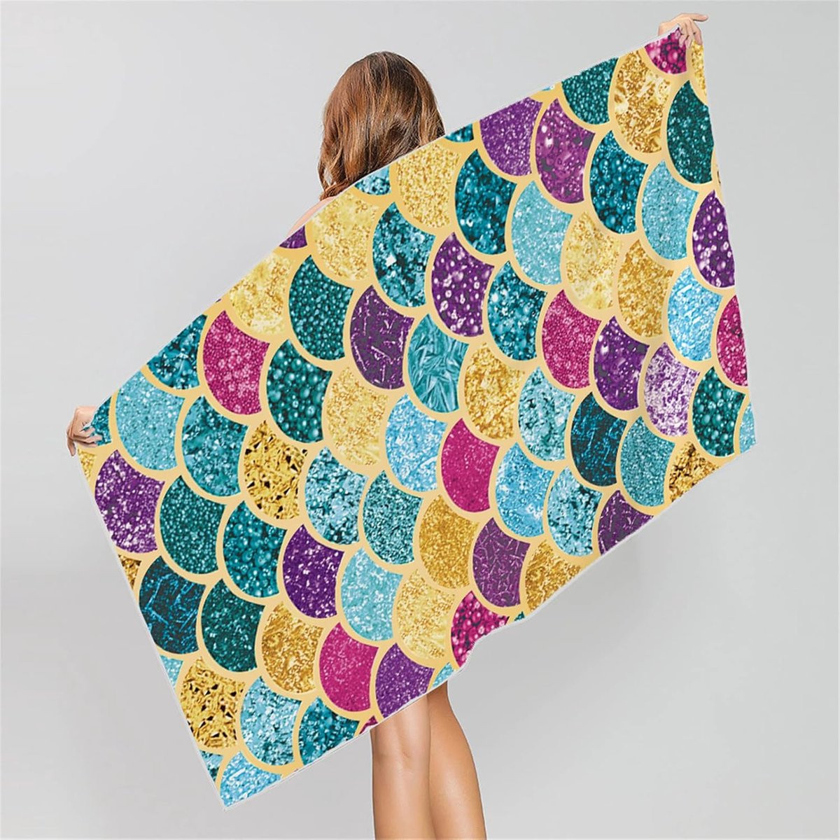 Sneldrogende microvezel strandhanddoek met print, 75 x 150 cm
