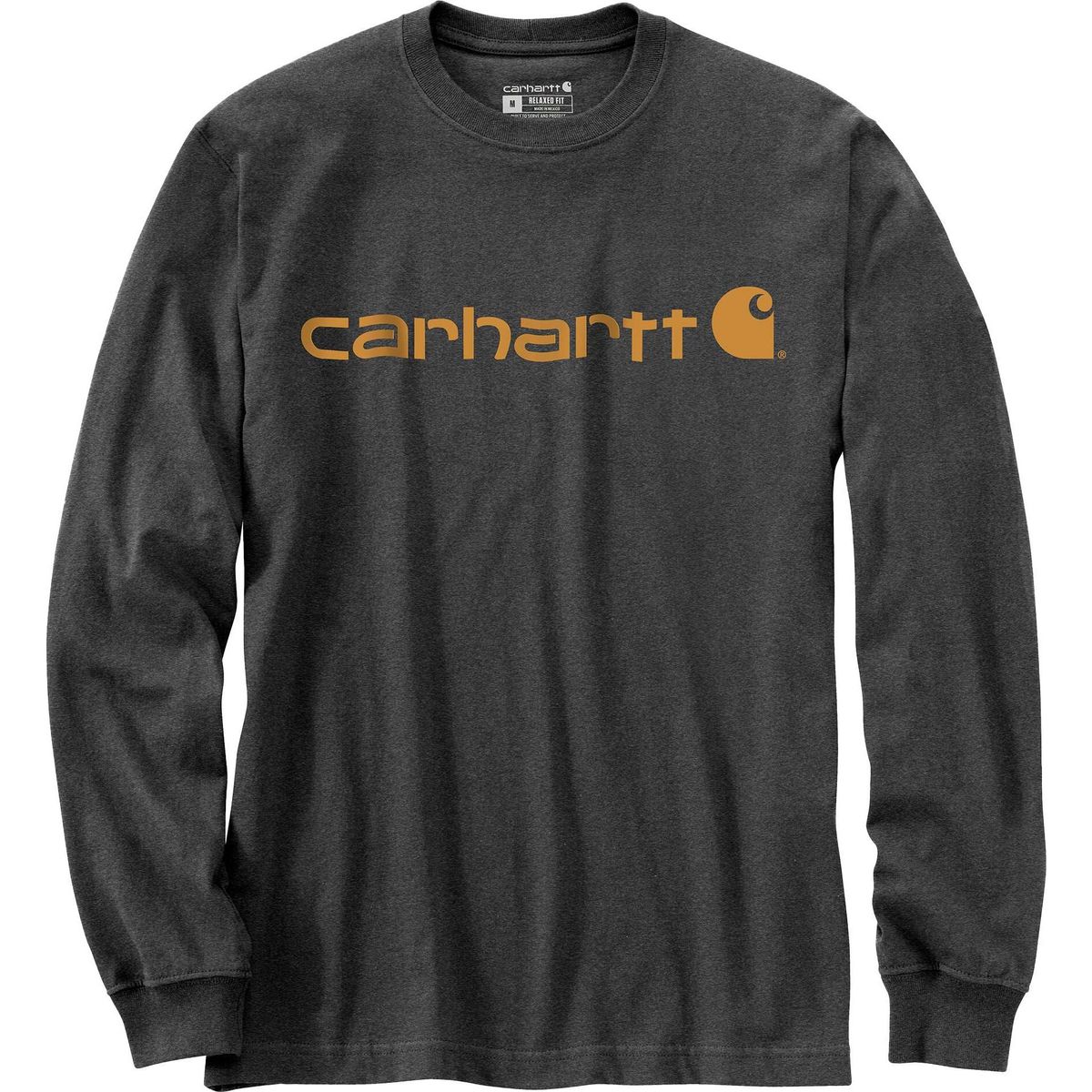 Carhartt Dearborn Relaxed LS Logo T-shirt carbon heather/carhartt gold (EE8) XL REG 104107-EE8XLREG