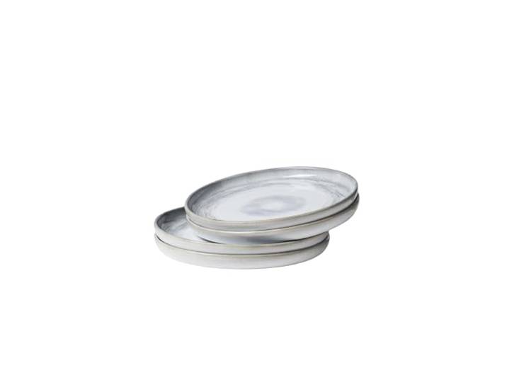 Gipfelstück Dessertteller-Set, Steinzeug TIEFER SEE Grau/Weiß