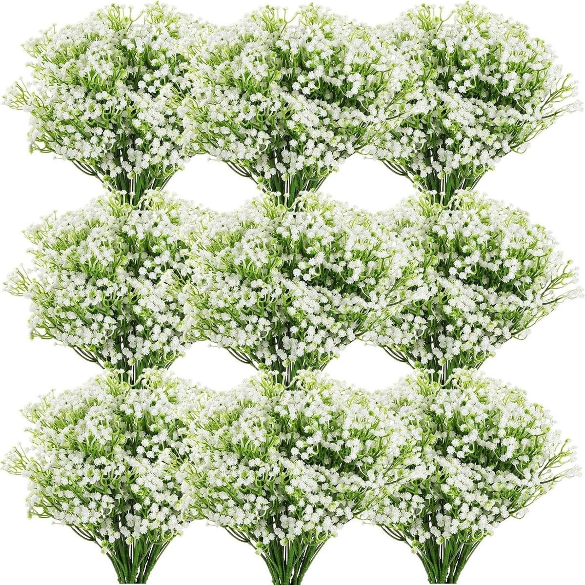 80 stuks Kunstbloemen Gipskruid - Nep Babyadem - Wit - Realistisch en Flexibel