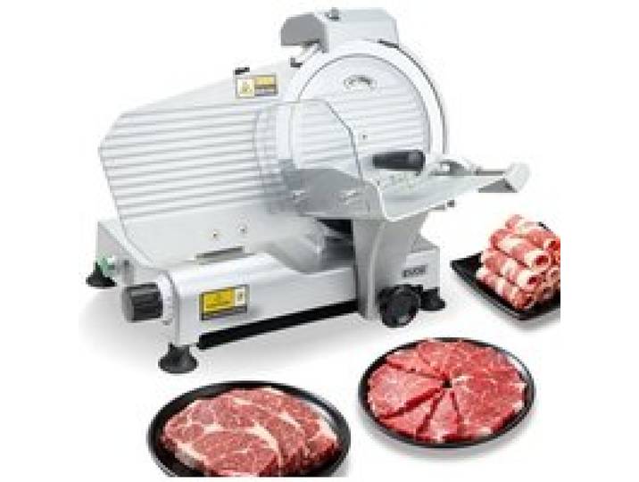 VEVOR Trancheuse Électrique 320 W, Coupe Viande avec Lame Tranchante de 250 mm, Vitesse de Coupe 450 tr/min, Épaisseur Réglable 0-10 mm, pour Viande Congelée, Jambon, Baguette et Steaks, Cuisine