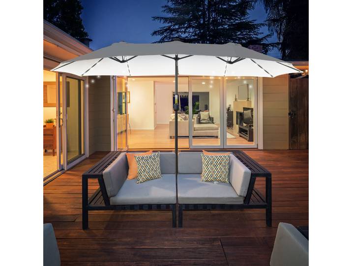 Parasol double Outsunny 450X265X240 cm Crème