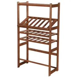 PROREGAL Getränkekisten- & Weinregal SPREEWALD HxBxT 124x70x33cm 12 Flaschen auf 2 Ebene + 2 Ebenen für Kisten + Ablage Massives Kiefernholz Braun