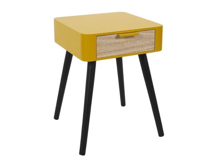 Table de chevet bicolore 1 tiroir jaune