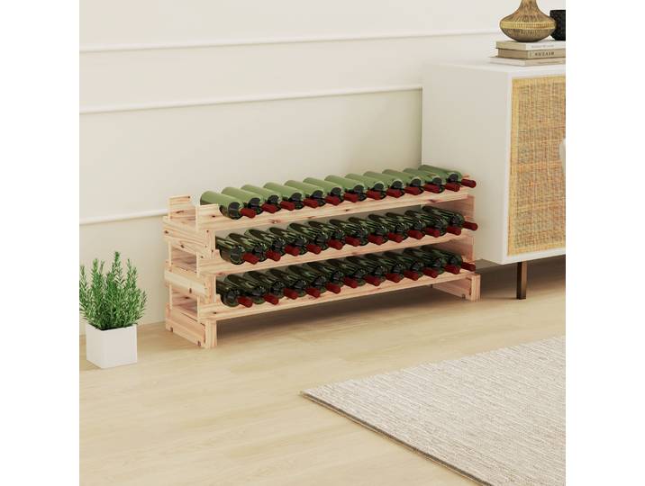 HOMCOM Casier à Vin 36 Bouteilles Bois Naturel Modulable