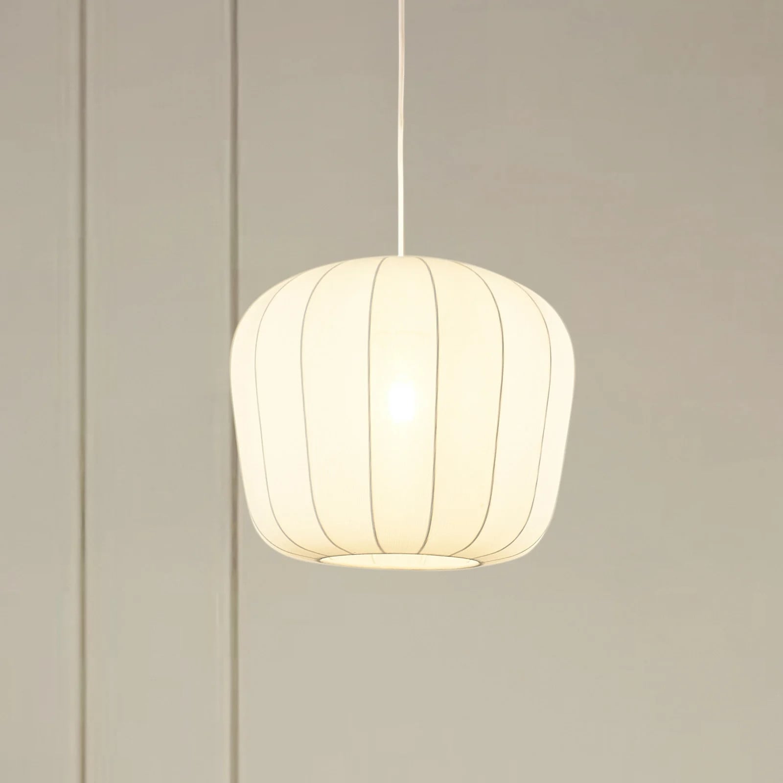 Lindby Helin Hanglamp Wit - Modern Rond - Textiel - Ø 35 cm