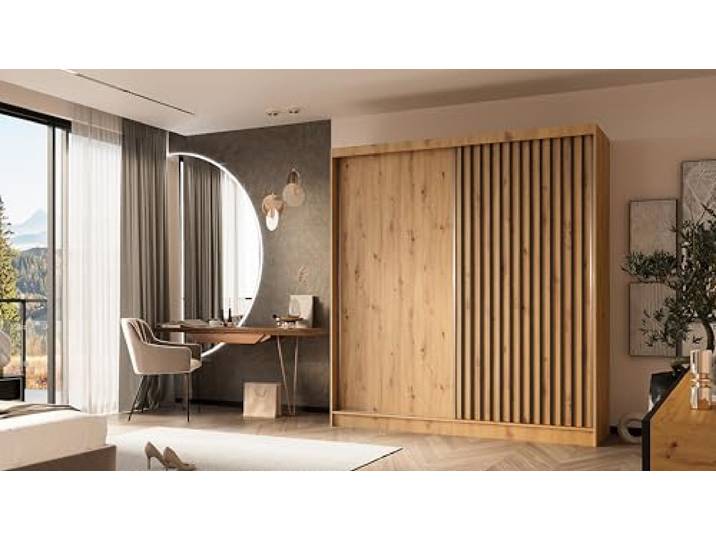 ALTDECOR Schwebetürenschrank, Kleiderschrank LABELO - 200x216 Garderobenschrank mit viel Stauraum, Vielseitiger, Schrank