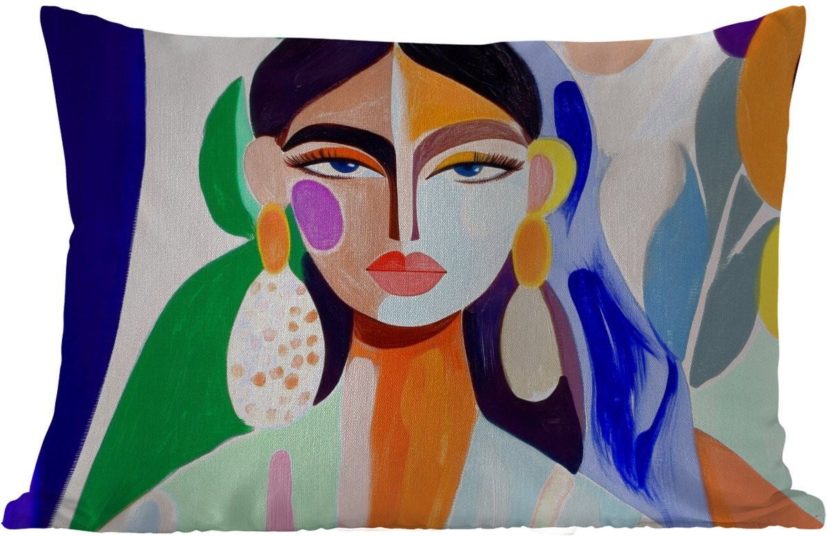 PillowMonkey Buitenkussen Modern Portret Vrouw 50 x 30 cm