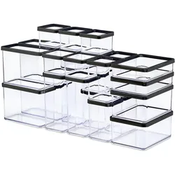 Rotho Set Premium Dosen 24 tlg. LOFT, Vorratsbehälter, Schwarz, Transparent