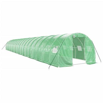 Helloshop26 - Gewächshaus Zelt Pflanzen Blumen Gemüse Unterstand mit Stahlrahmen 60 m² 20 x 3 x 2 m grün 02_0044616