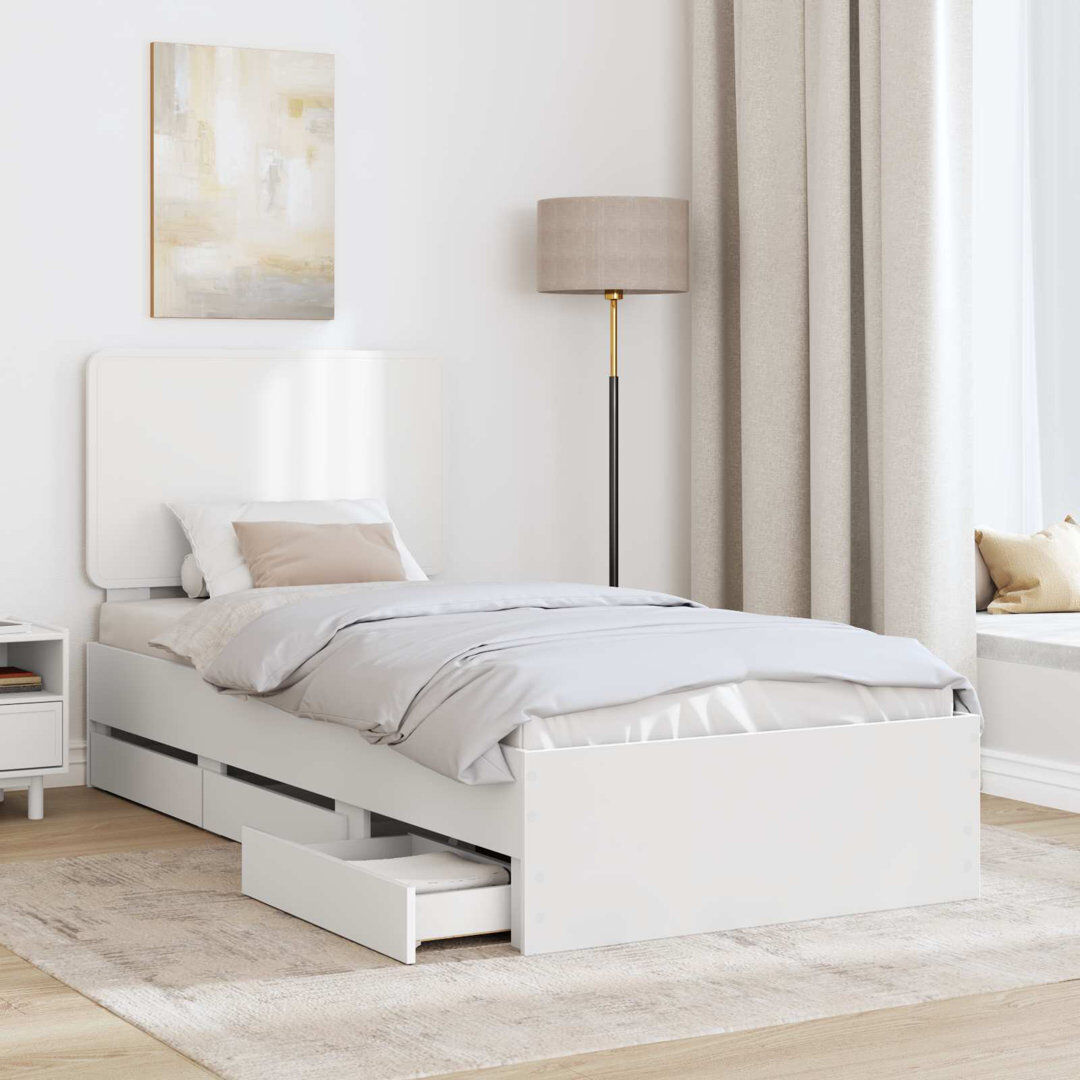 East Urban Home Bed Frame White European Single (90 x 200 cm)