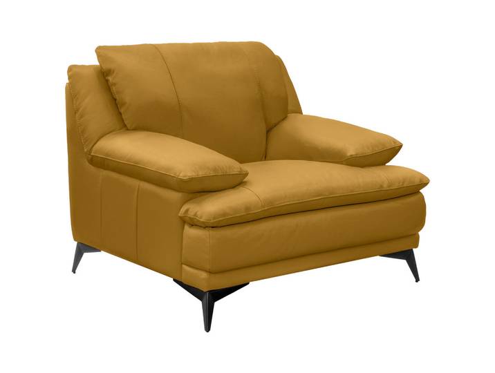 Novel Sessel, Senfgelb, Metall, Echtleder, Rindleder, 115x92x98 cm, Wohnzimmer, Sessel, Sonstige Sessel