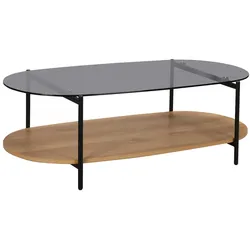 Oviala Business Moderner ovaler Couchtisch L 120 cm aus hellem Holzglas