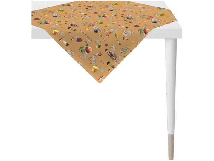 Mitteldecke APELT 3405, herbstliche Tischdeko mit Naturmotiv , orange (braun, orange), B:100cm L:100cm, Baumwolle, Polyester, Tischdecken, Mitteldecke, herbstlich, Naturmotiv, dekorativ