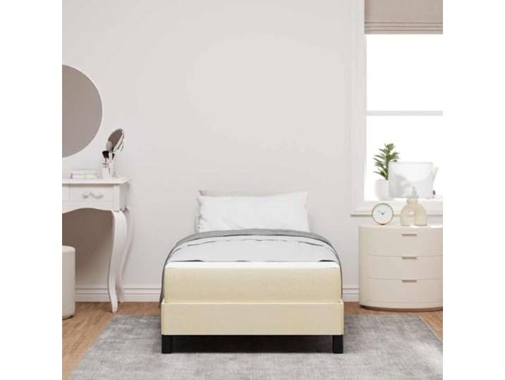 KTHLBRH Boxspringbett mit Matratze creme 90 x 190 cm Stoff Technischer Holzrahmen, Taschenfedern, Lattenrost, 140 kg Stützlast