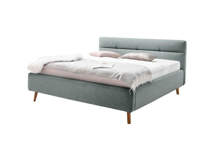 Bett Euvil Eisblau Bezug Stoff 160 x 200 cm - Bett