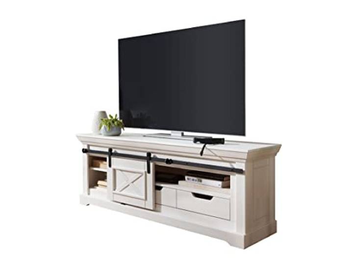 Woodroom TV-Kommode Maribo in Kiefer massiv weiß (BxHxT 156x57x40 cm) Fernsehkommode, TV-Board