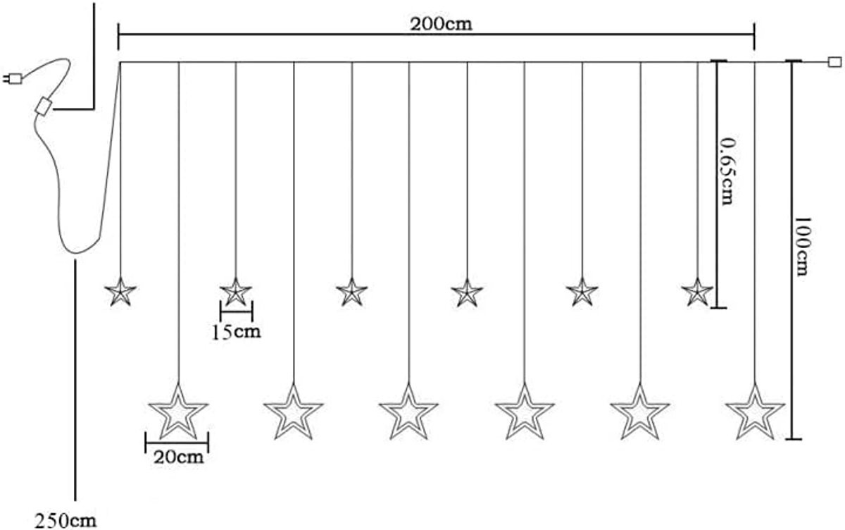 Christmas Curtain Star Pink 2 Meter - ShopVlot