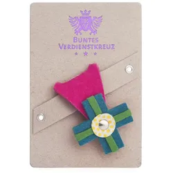 Buntes Verdienstkreuz aus Filz pink-türkis