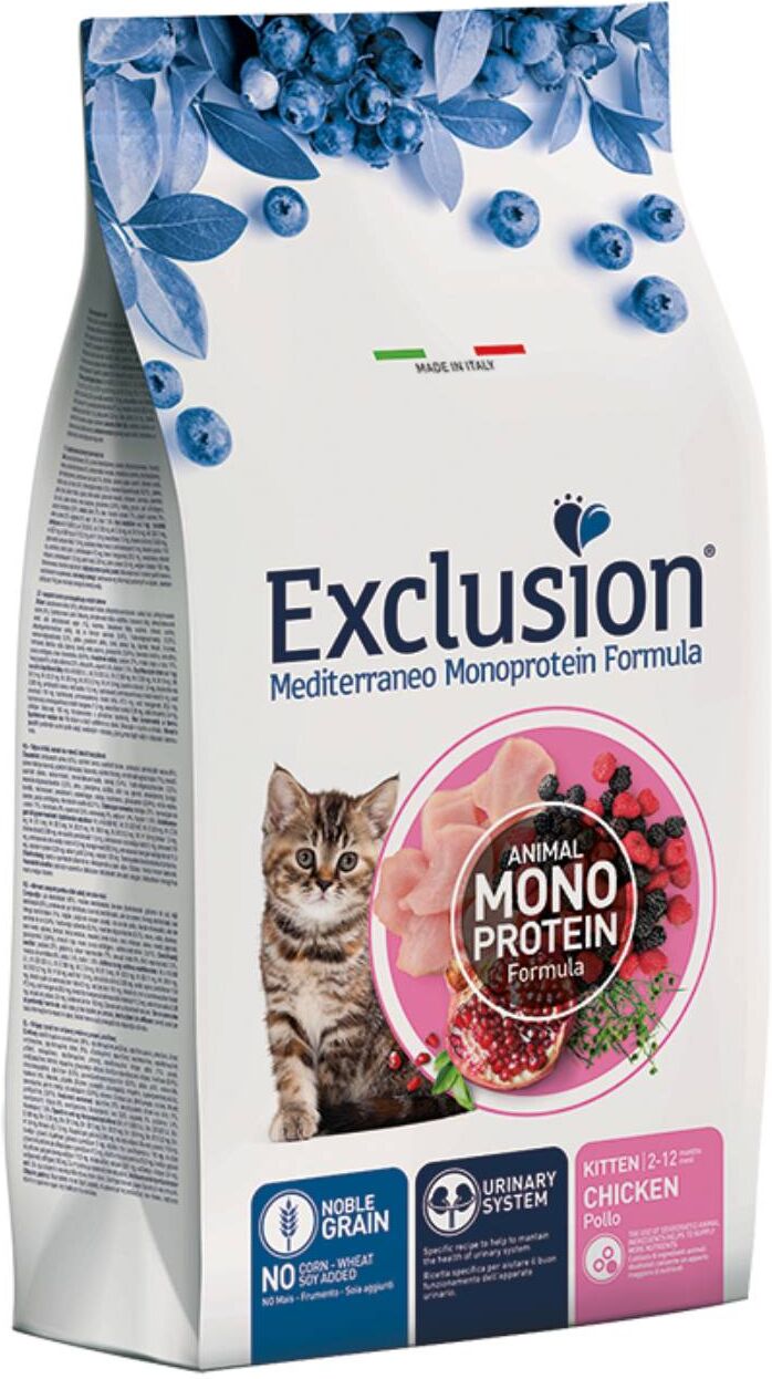 Exclusion Mediterraneo Monoproteico Noble Grain Cat Kitten Pollo per Gattini 1,5 Kg