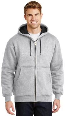 CornerStone CS620 Heavyweight Full-Zip Hooded Sweatshirt with Thermal Lining in Heather size 5XL   Cotton/Polyester Blend