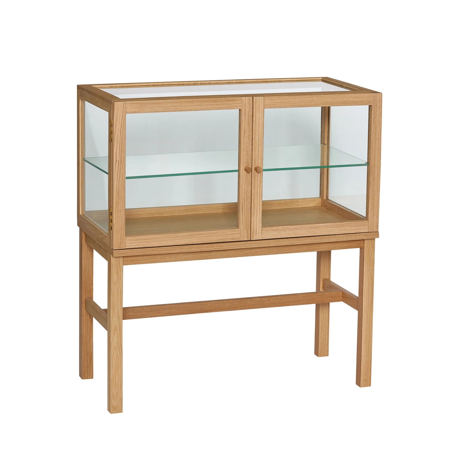 Hubsch Poetic vitrinekast met glazen deuren in naturel hout, B: 88 cm