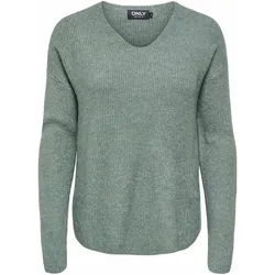 ONLY Damen Strickpullover - ONLCAMILLA V-NECK PULLOVER, V-Ausschnitt, einfarbig Grün / XS