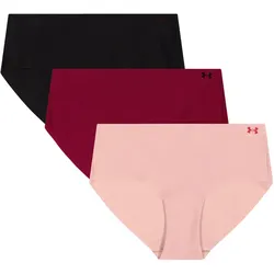 3er Pack UNDER ARMOUR Pure Stretch No-Show Solid Hipster Damen 666 - posh pink M