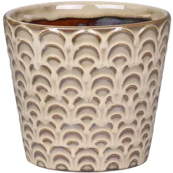 Chic Antique Nimes Übertopf mit Muster, H11/D12 cm, latte