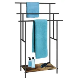 Relaxdays Industrial Handtuchständer mit Ablage Dunkelbraun,Schwarz