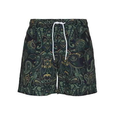 Badeshorts URBAN CLASSICS "Urban Classics Herren Paisley Swim Shorts", Herren, Gr. XL, US-Größen, grün (paisley), 100% Polyester, Badehosen Badeshorts