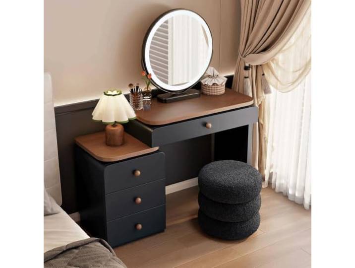 Kombination aus Schminktisch und Kommode Schminktisch-Set aus massivem Holz, minimalistischer moderner Stil, geeignet for Schlafzimmer/Badezimmer(100cm(39in))