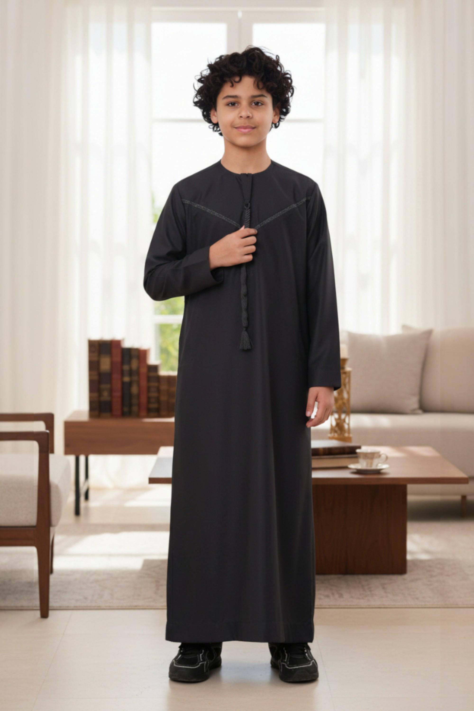 Kinderen jongens grijs Ramadan Eid Marokkaanse Jubba gewaad moslim Djellaba Thobe LFS-K-TT008