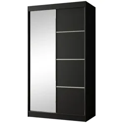 SCHWEBETÜRENSCHRANK Paco 120/215/61 2-türig schwarz mit Spiegel