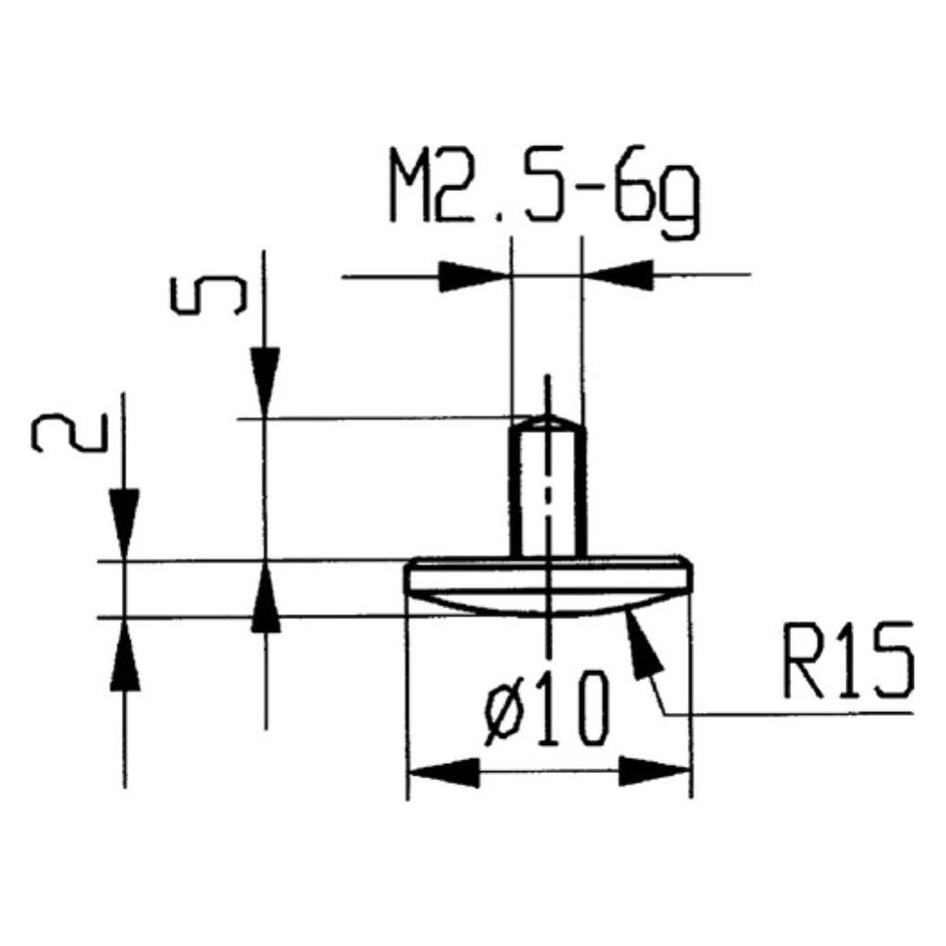 Käfer Messeinsatz Ø 10 mm gewölbt Radius 15 M2,5 Stahl passend zu Messuhren (62008)