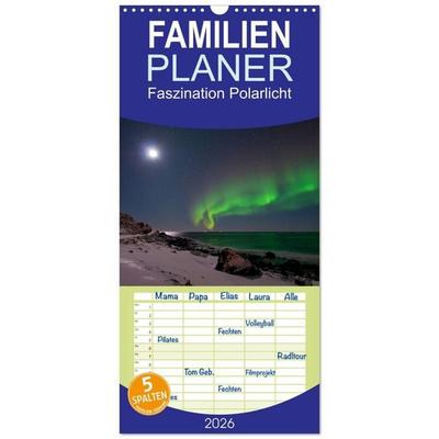 Familienplaner 2026 - Faszination Polarlicht mit 5 Spalten (Wandkalender, 21 x 45 cm) CALVENDO
