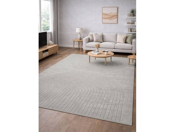 Teppich MERINOS Eclipse , grau, B:80cm H:14mm L:150cm, Polypropylen, Teppiche, Teppich, moderner Wohnzimmer Teppich, geometrisches Design