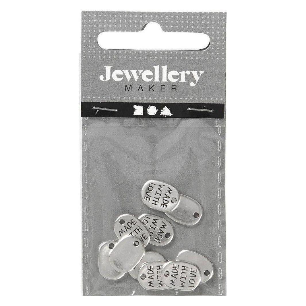 Creativ Company Anhänger MADE WITH LOVE 12 mm, versilbert, 10 Stk. (61179)